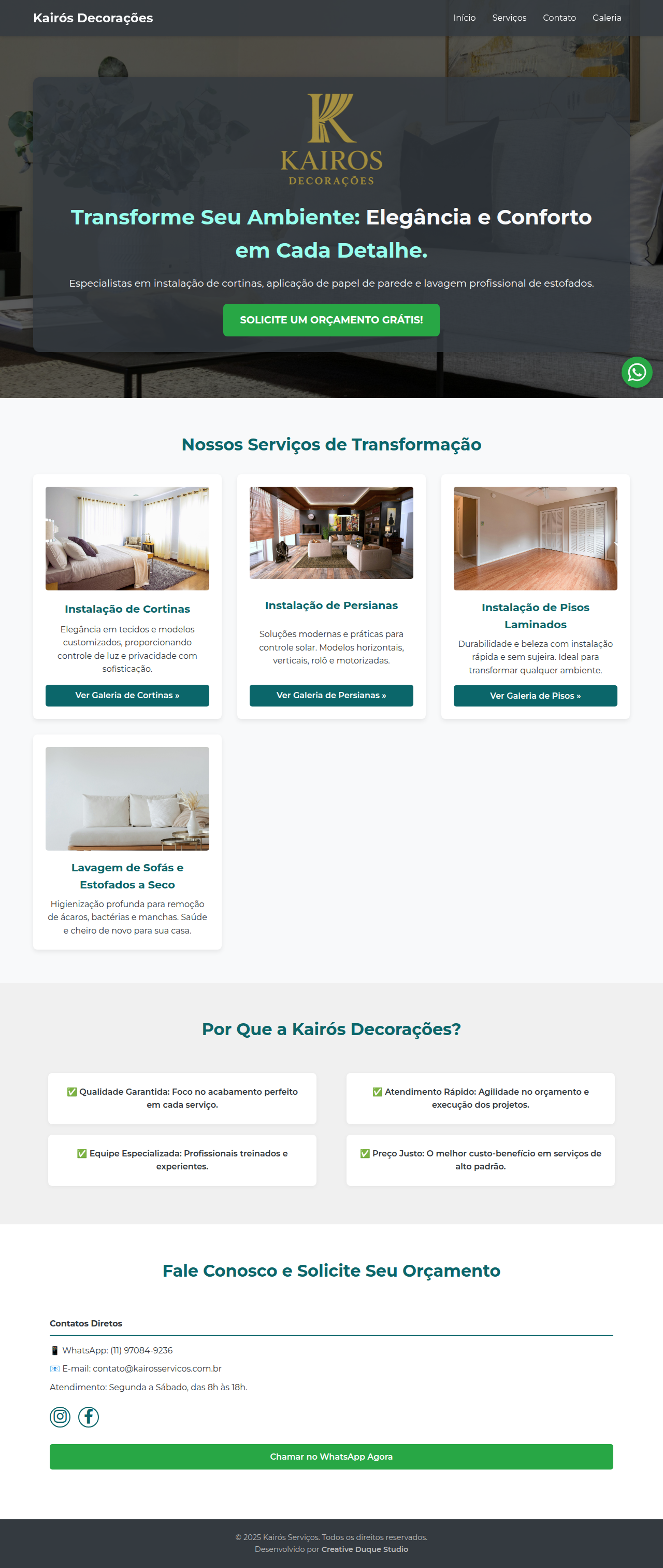 Site Kairós Decorações